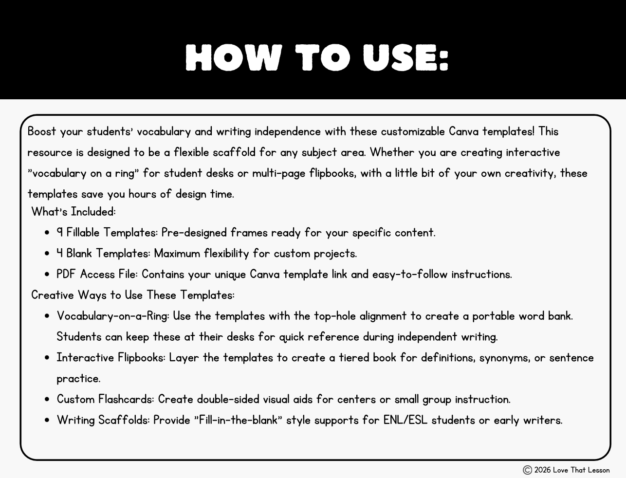 Canva Vocabulary Templates | Editable Word Walls, Flash Cards & Vocabulary Activities - Love That Lesson Shop