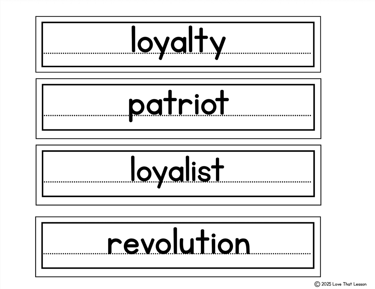 Divided Loyalties Academic Vocabulary Word Wall | American Revolution | 4th Grade ELA & ESL - Love That Lesson Shop