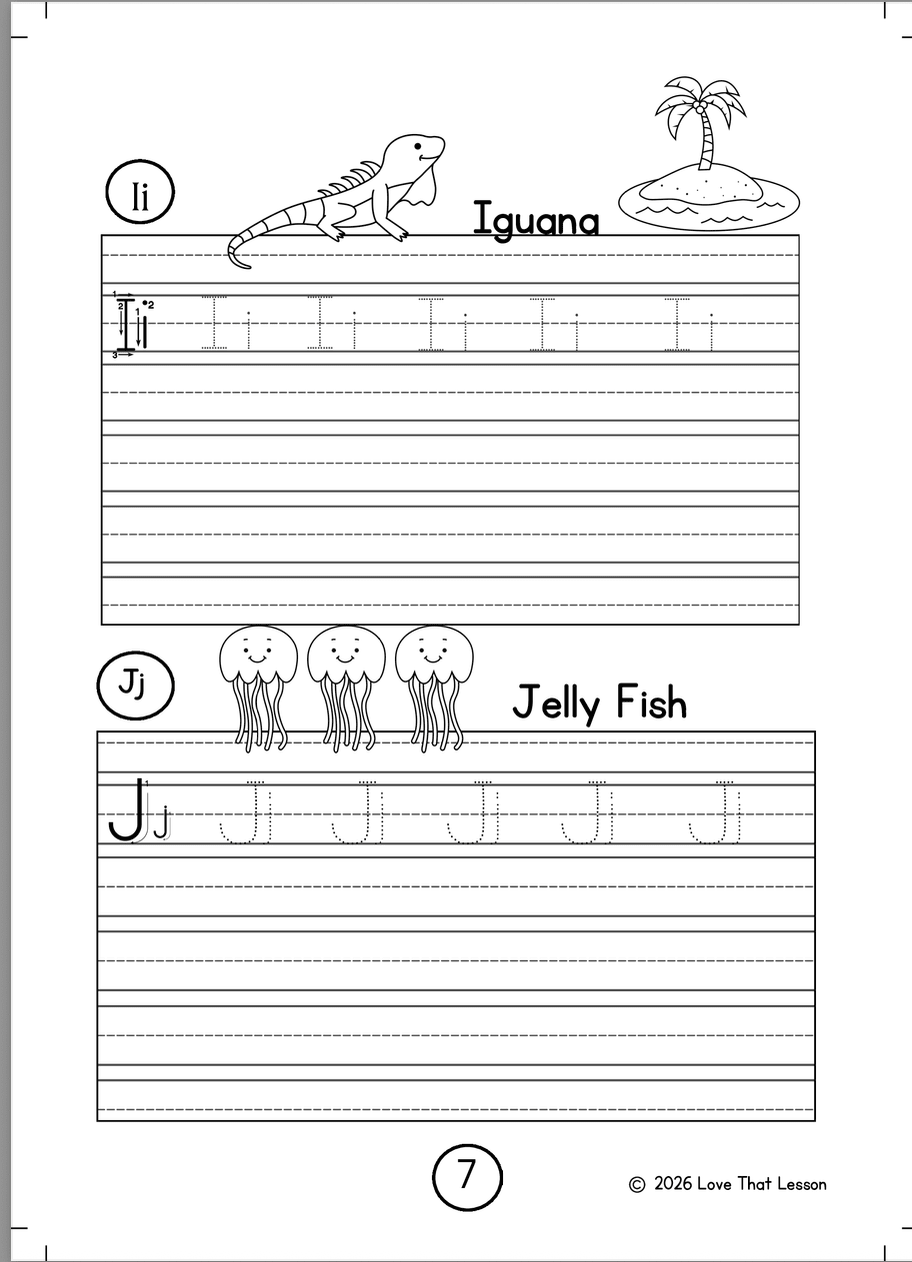 My Animal Handwriting Practice Book ~ Alphabet Tracing & Writing Printable, Aa-Zz, 39 Pages - Love That Lesson Shop