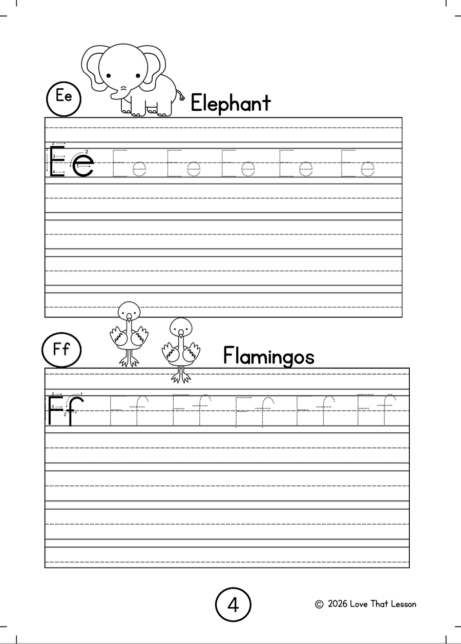 My Animal Handwriting Practice Book ~ Alphabet Tracing & Writing Printable, Aa-Zz, 39 Pages - Love That Lesson Shop