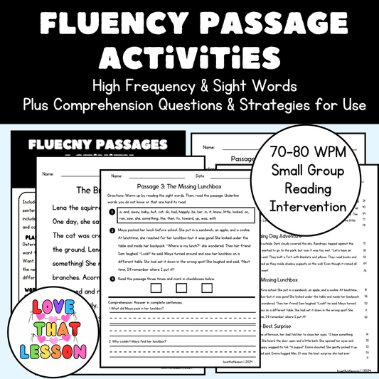 RTI Oral Reading Fluency Passages | Fluency Tracker & Progress Monitoring | Reading Intervention - Love That Lesson Shop