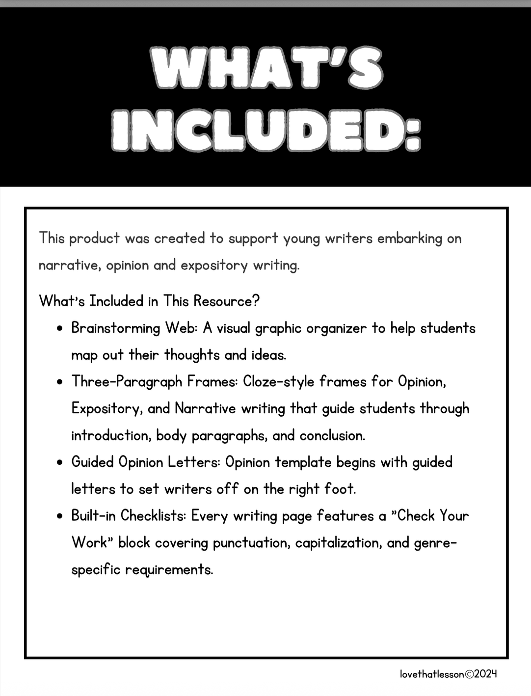 Writing Paragraph Frames: Opinion, Narrative & Expository with Brainstorming Web | Grades 2 - 5 - Love That Lesson Shop